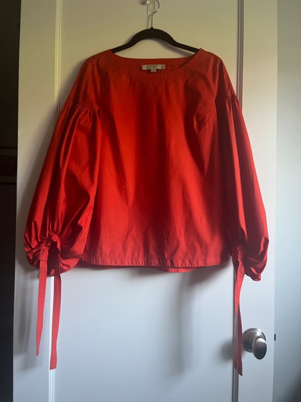 LOFT Balloon-Sleeve Tie Cuff Top